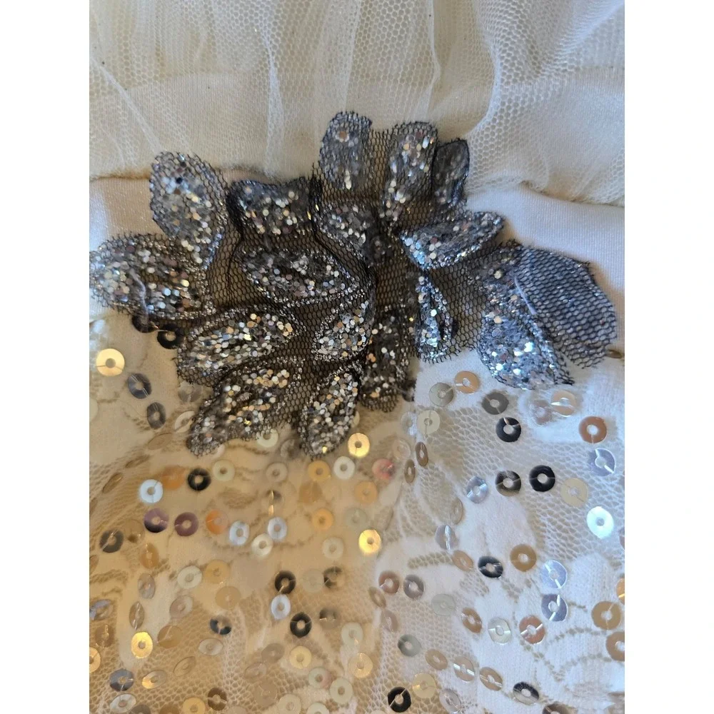 Weissman white and silver Sequined dance costume child size medium